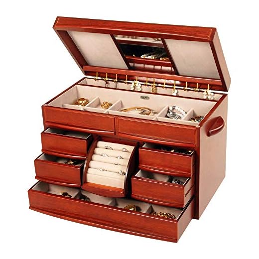 Mele & Co. Empress Wooden Jewelry Box, Ring, Necklace, and Earring Organizer