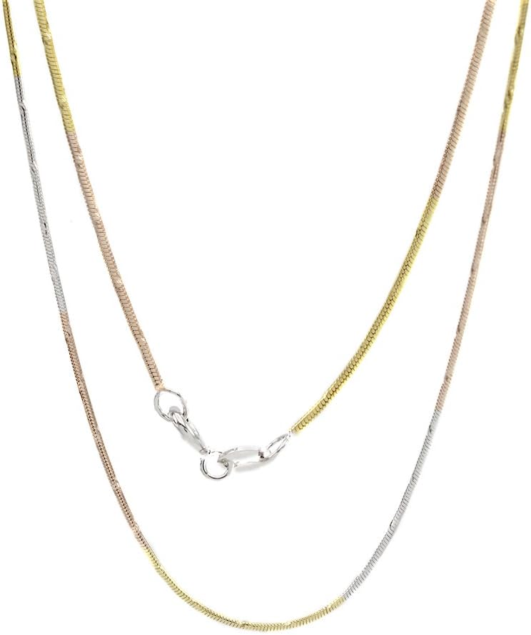 14K Gold Over Sterling Silver Italian Crafted 1MM 16 Inches Snake Chain