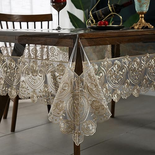 Nappe imperméable en dentelle brodée table rectangulaire 70x70