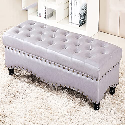 Banc de bout de lit avec rangement coffre en similicuir pour ordonner la chambre