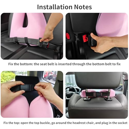 Image of FHSGGP Travel Pillow Car Pillow Kid Car Sleeping The Sleeping Aid for Adults and Kids on Road Trips Sponge Kids Travel Pillow Provides Body and Head Support Pink