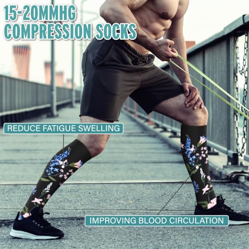 Image of 3 Pairs Compression Socks for Women & Men 15-20 mmHg- Best Support for Nurses, Running, Hiking, Recovery & Flight Socks
