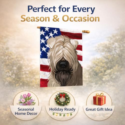 Wheaten Terrier American Flag pavillon en toile grand format pour façade et devanture de maison - 7