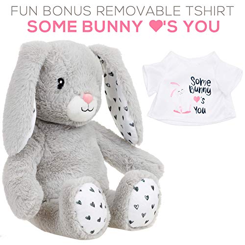 Rabbit stuffed animal - The Original "Some Bunny Love's You" Large Bunny Plush Animals Toy. bunnie gifts w/ removable shirt for Birthdays, Valentines or Christmas. Cute, Fun, Soft, and Gift Wrapped!