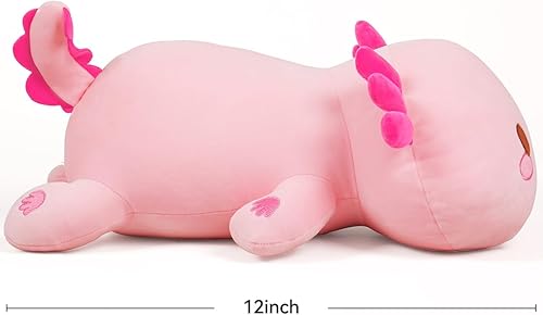 Miniatura 6 de Almohada de peluche de ajolote rosa, lindo y suave, animal de peluche Kawaii, gran regalo para niños, 12 pulgadas