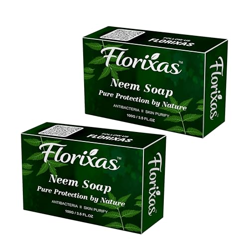 Image of Neem Soap 100g Pack of 2 | Antibacterial Herbal Bath Bar Acne Pimples Skin Purification Natural Cleansing Oil Control Fresh Unisex