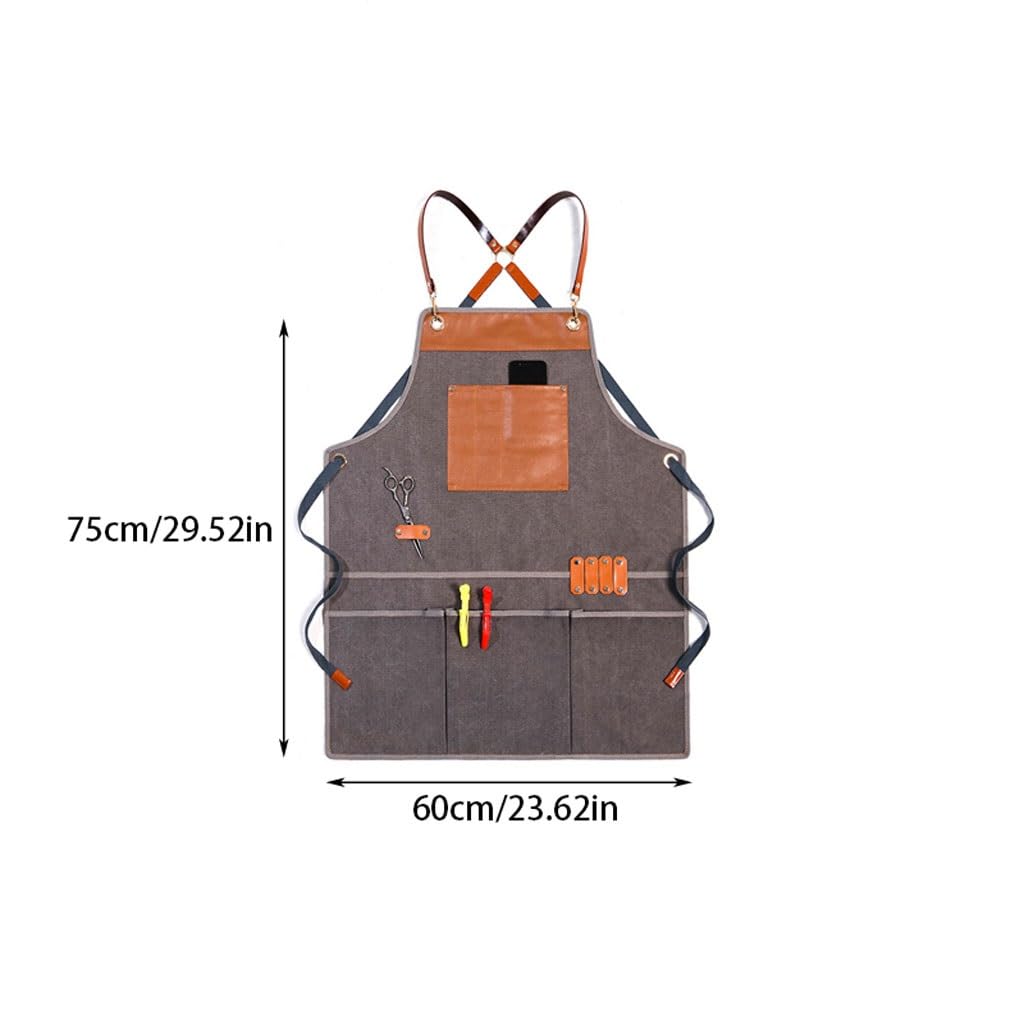 TEESONG Delantal de Chef Delantal de Trabajo Lona Vaquera Carpintero Jardinero Salón de uñas Ropa de Trabajo de Restaurante for Hombres y Mujeres Delantales para Hombres(B)