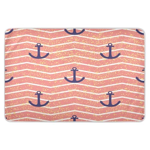 susiyo Golden Dust Blue Anchor Bed Pads for Incontinence Mattress Protector Anti-Slip Waterproof Pads (56