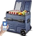 BODEGACOOLER 12 Volt Car Refrigerator,59 Quart (55L)12v Portable refrigerator,Car Fridge Freezer, -4?-68 Car Cooler 12/24V DC and 100-240V AC for RV, Camping,Travel,Dual Zone WIFI APP Control(2 Doors)