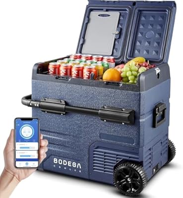 BODEGACOOLER 12 Volt Car Refrigerator,59 Quart (55L)12v Portable refrigerator,Car Fridge Freezer, -4?-68 Car Cooler 12/24V DC and 100-240V AC for RV, Camping,Travel,Dual Zone WIFI APP Control(2 Doors)