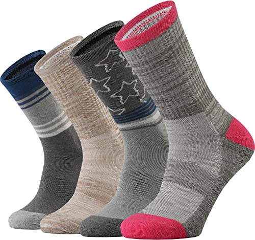 Ortis Ladies' Merino Wool Cushion Crew Socks for Women Outdoor Hiking Hike Trail Lightweight Gifts(MixColor5)