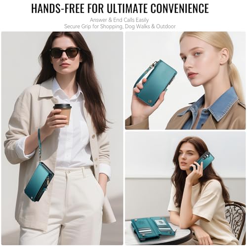 Defencase for Samsung Galaxy S26+/ S26 Plus Magnetic Wallet Case Compatible with Magsafe with RFID Blocking Zipper & Card Holder, PU Leather Detachable Phone Case for Galaxy S26+/ Plus 6.7, Blue Green by Defencase - Used condition - Image 6