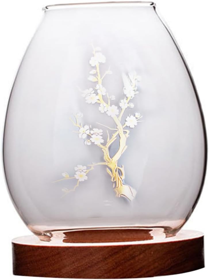 ABOOFAN Glass Candle Shade Decorative Candle Cover with Plum Blossom Pattern for Romantic Dinner and Zen Home Décor for Tabletop Use