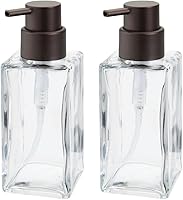 Vista 9 de mDesign Square Glass Refillable Liquid Soap Dispenser Pump Bottle for Bathroom Vanity Countertop, Kitchen Sink - Holds Hand Soap, Dish Soap, Hand