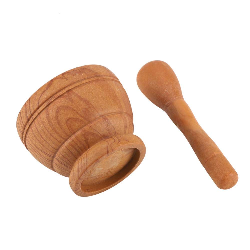 Grinding Set Plastic Mortar Pestle Set Manual Garlic Grinding Bowl Thickened Grinding Holder Food Mixing Tool Practical Kitchen Grinder Tool for Garlic Ginger Peanut Coffee(Wood