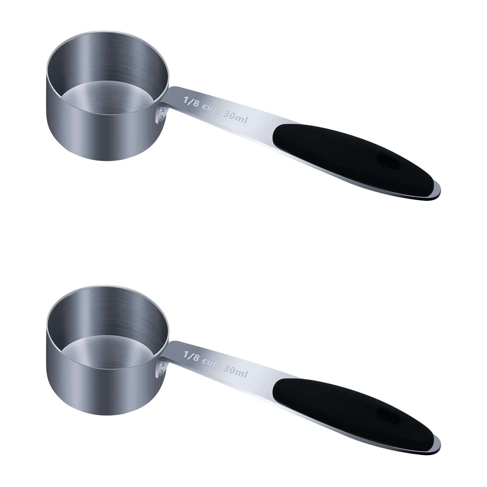LEIFENY 2 szt. 1/8 filiżanki (2 łyżki, 30 ml, 30 cm³, 28 g), miarka do kawy ze stali nierdzewnej, pojedyncza metalowa miarka, gadżety kuchenne do gotowania