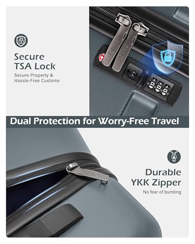 Image of Coolife Luggage Expandable(only 28 inch) Suitcase PC+ABS Spinner Built-in TSA Lock 20in 24in 28in Carry on (Teal, M(24in).)