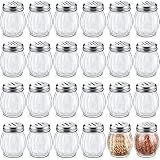 Hotop 36 Pcs Cheese Parmesan Shakers with Perforated Top, 6 oz Glass Spice Shaker with Slotted Stainless Steel Lid Retro Swirl Style Jar Dispenser for Pepper Sugar Home Kitchen Restaurant(Classic)