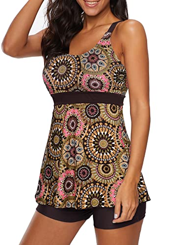 Century Star Womens Athletic 2025 Swimsuits for Women Two Piece Tankini with High Waisted Boyshorts Floral Bathing Suits3