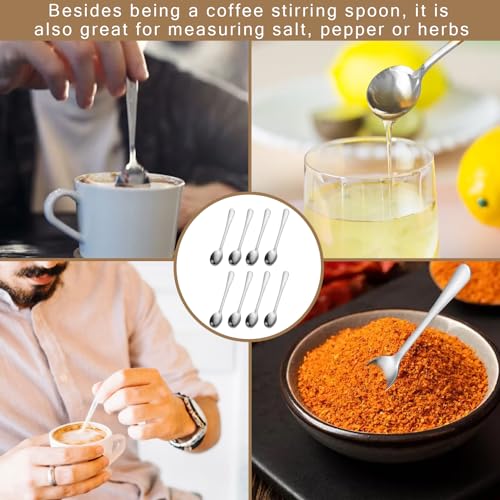 8 kleine Löffel, kleiner Kaffeelöffel, Edelstahl, 7,5 cm, Mini-Löffel für Gewürze, Salz, Honig, Dessert