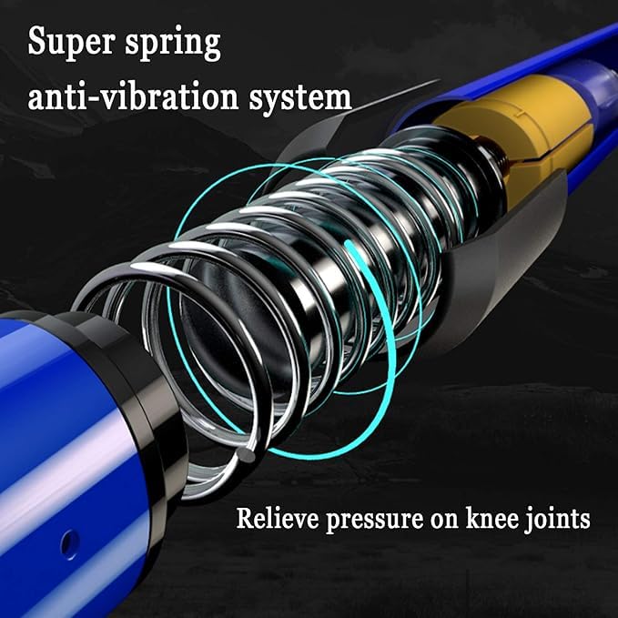 Image of Trekking Poles - Lightweight Adjustable Aluminium Hiking Sticks with Shock Absorber, All-Terrain Tips & Carry Bag (Blue, Pack of 1)