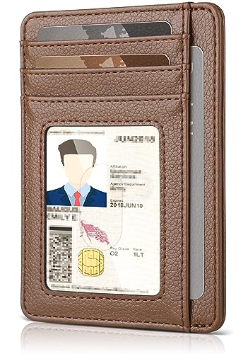 Image of Teskyer Slim Minimalist Wallet for Men, RFID Front Pocket Card Holder | Ultra Slim Front Pocket Design, 8 Card Slots, RFID Protection, Smooth Faux Leather for Everyday Carry