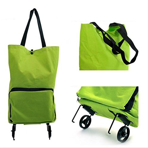 JU FU Sackkarre Einkaufswagen-Schlepper-Paket-tragbarer zusammenklappbarer Einkaufswagen-Einkaufsreise-Beutel-Grün… – Bild 5