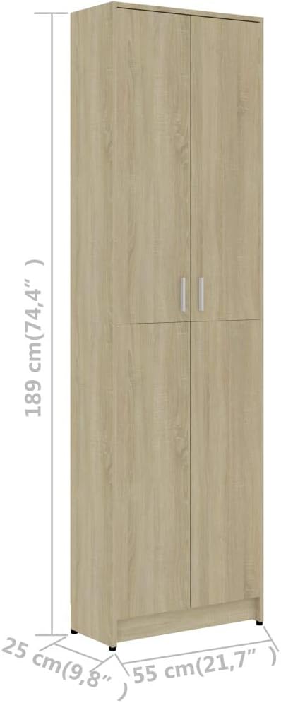 Hallway Wardrobe Kids Locker Storage with 5 compartments for Bedroom, Kids Room, School, Office, Home, Hallway, 21.65" x 9.84" x 74.41" Chipboard(Sonoma Oak)