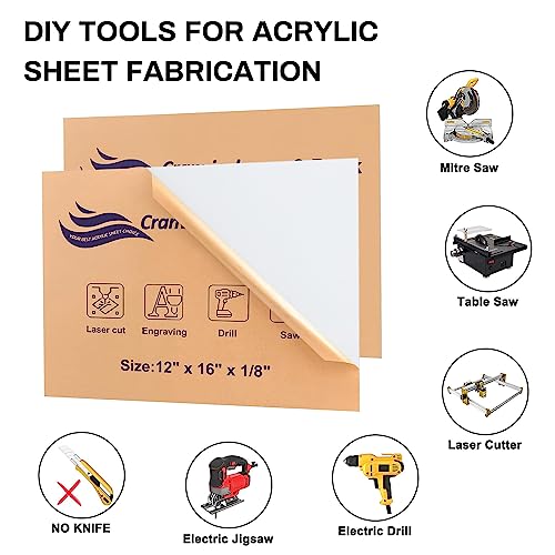 White Acrylic Sheets 12" x 16" x 1/8", 2 Pack Cranviech White Cast Plexiglass Sheet Glass Alternative for Sign DIY Display Projects Photo Frame Craft Handcraft Painting - Image 5