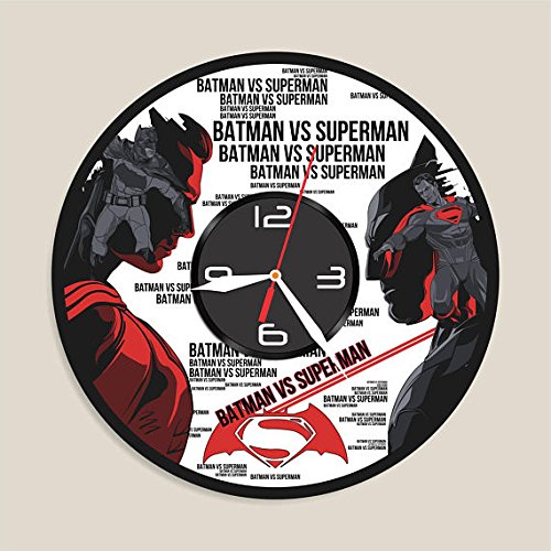 Batman vs Superman vinyl clock Batman decor Superman decor