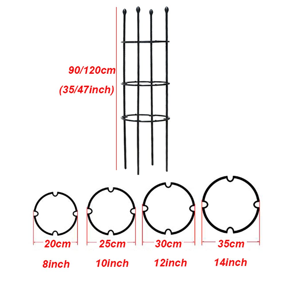Tuteur en métal pour Plantes Support de Plantes de Jardin Treillis en Pot jardinières, extérieur intérieur Balcon, Noir, Height 90cm,120cm