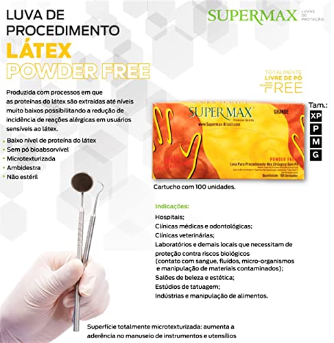 Luva de Procedimento Látex Powder Free S/Pó Supermax - P