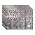 FASÄDE Traditional Style/Pattern 1 Decorative Vinyl 18in x 24in Backsplash Panel in Galvanized Steel (5 Pack)