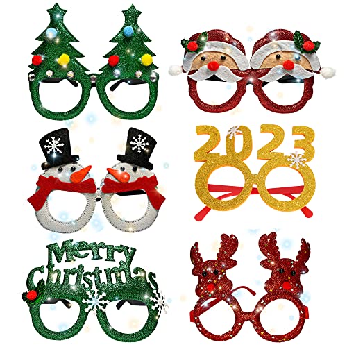 Augsion クリスマス メガネ めがね 6個セット 可愛い プレゼント パーティー用品 大人 子供 オーナメント (クリスマスツリー) (SET 2)