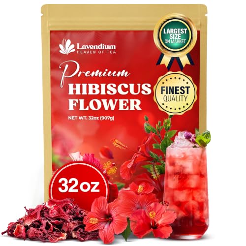 Image of Lavendium Dried Hibiscus Flowers, Hibiscus Petals for Tea & Drinks, 32 oz