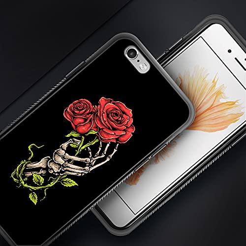 Zhegailian Iphone 6S Case,Red Rose Skull Iphone 6 Cases For Girls Woman,Non-Slip Design Personalized Cool Pattern Back Cover Soft Tpu Bumper Frame Support Case For Iphone 6/6S 4.7In #TOP5