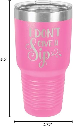 Miniatura 10 de Taza de viaje de acero inoxidable con texto en inglés "I DON'T GIVE A SIP Pink de 30 onzas con popote y tapa deslizante  Comparar con Yeti Rambler