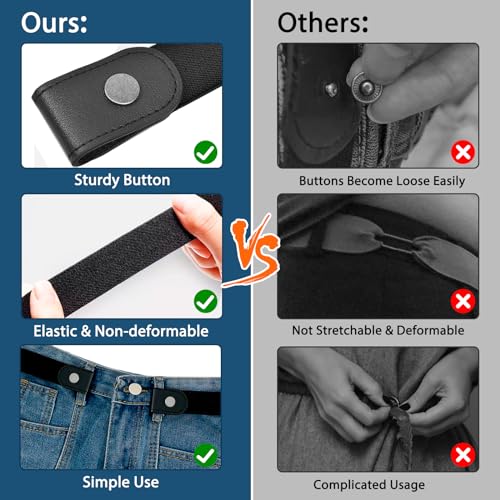 【4 Pcs】No Buckle Stretch Belt for Women and Men Elastic Waist Belt Invisible Belts for Jeans Pants2