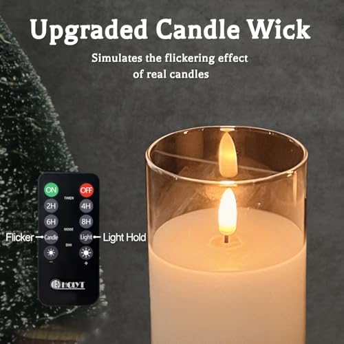 Image of LEDHOLYT Rechargeable Flameless Flickering LED Glass Candles - Set of 5 | Rechargeable Fake Electric LED Flame Candles for Centerpiece Table Decorations, Wedding, Aniversary, Halloween, Christmas