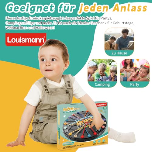 Louismann Brainy Knots – Rope Challenge Puzzle Knobelspiel mit Seil Logik Strategiespiel Logik Spiele Knot für Kinder ab 3 Geschicklichkeitsspiel Lernspiel für die ganze Familie (Patentschutz)