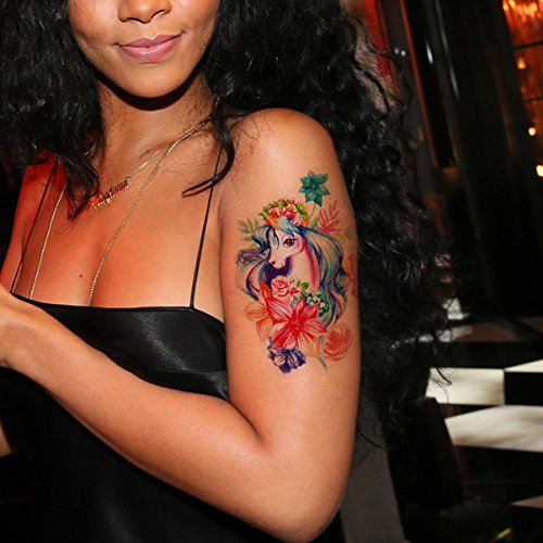 Unicorn Temporary Tattoos, Large Animal Tattoo Stickers, Mysterious Unicorn Fake Tattoo Temporary Body Makeup For Kids Women Girls, 6-Sheet #TOP1