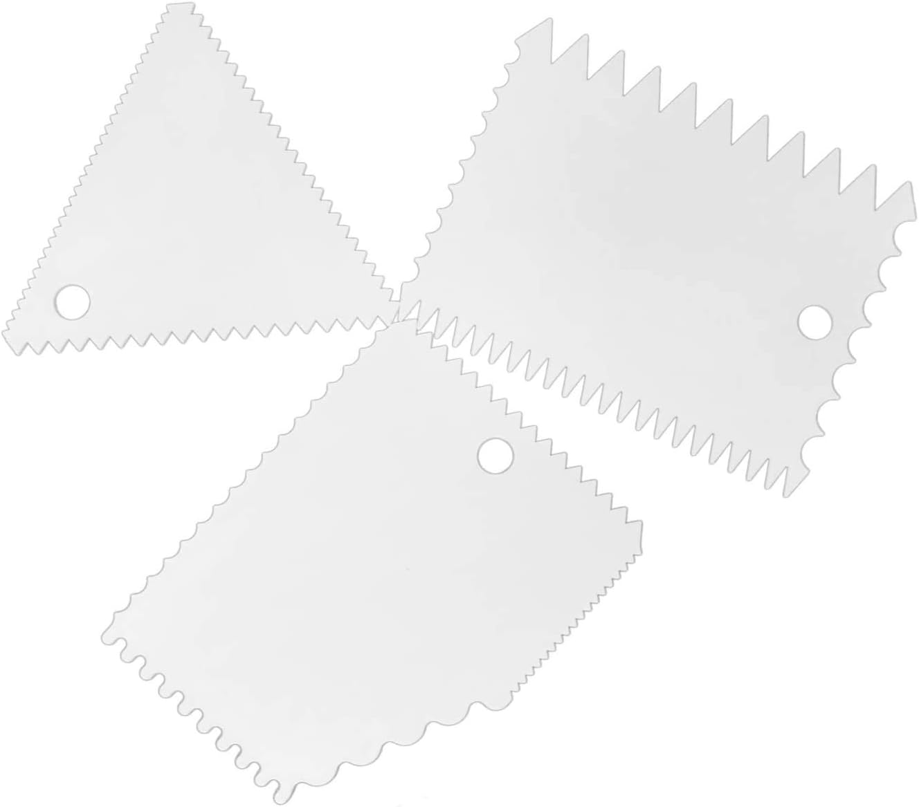 RKPM HOMES 3PCS Plastic White Cake Decorative Scraper Set Decorating Comb Icing Smoother for Cream Cake Scraper Triangle