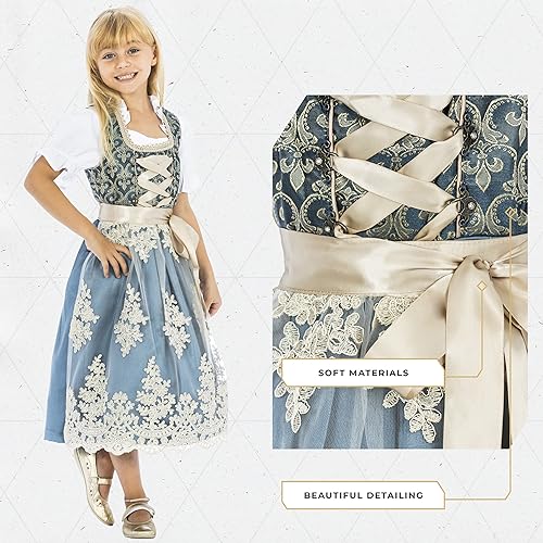 Disfraz Dirndl para Niñas Bavaria Trachten 6-8 Años miniatura 5