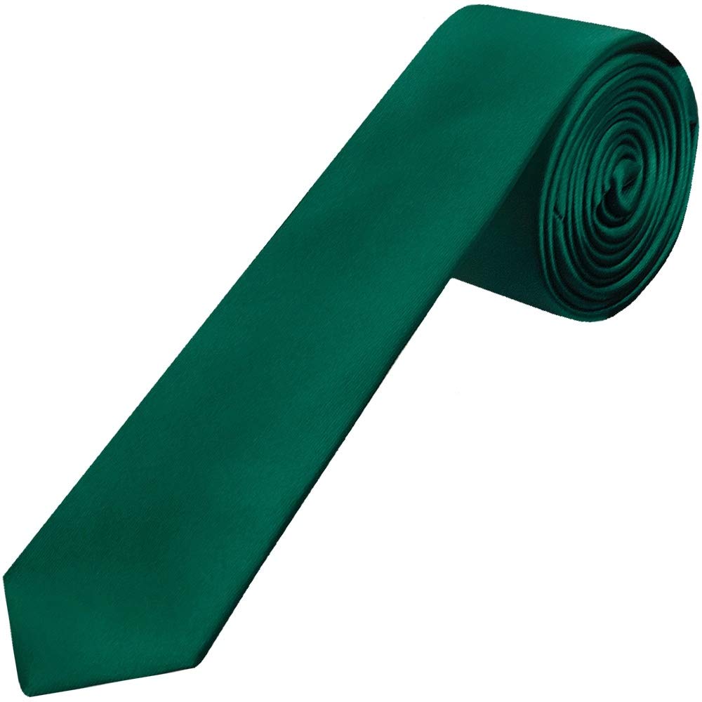 TiesRus Plain Bottle Green Satin Skinny Men's Tie
