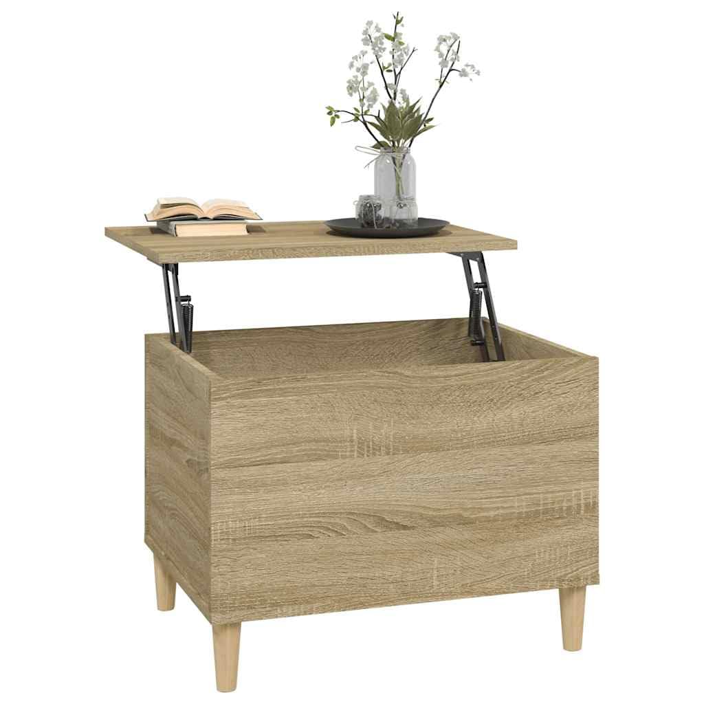 Stolik kawowy dąb Sonoma 60 x 44,5 x 45 cm, materiał drewnopochodny z regulacją wysokości, meble do salonu z miejscem do przechowywania, stolik pomocniczy, stolik na sofę i stół do salonu do