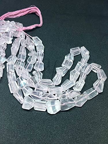 Quartz rose facetté en perles nuggets de 40 cm pour création