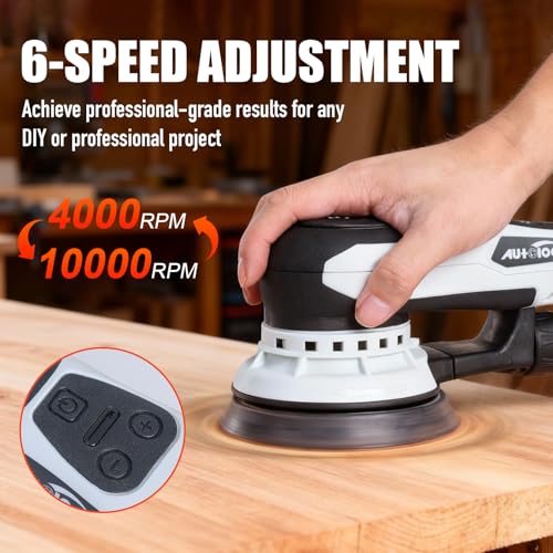 Image of Autolock Electric Random Orbital Sander, 350W Brushless Motor with 5 & 6 Inch Pads, 10000RPM Palm Sander for Woodworking, Sanding and Polishing (1pcs)