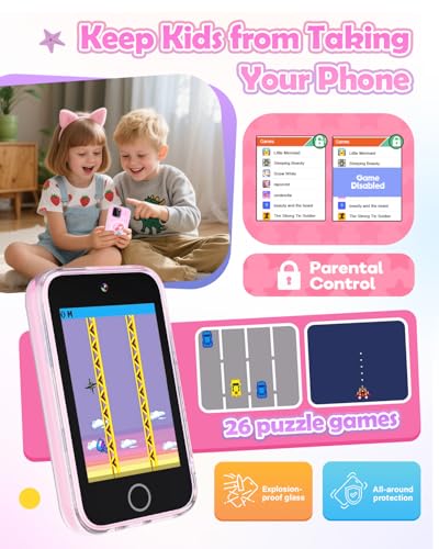 Image of Dylanto Kids Phone,3.5'' Touchscreen Phone for Kids Learning Play Toys for 3-9 Years Old Girls with Dual Camera,Video Players,Game,Christmas Birthday Gifts for Girl Age 3 4 5 6 7 8 9 (Pink)