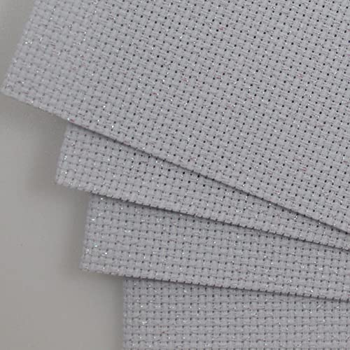 Image of KCS 4 pc of 12 inch x 18 inch 14CT Counted Cotton Aida Cloth Cross Stitch Fabric (White Opal)