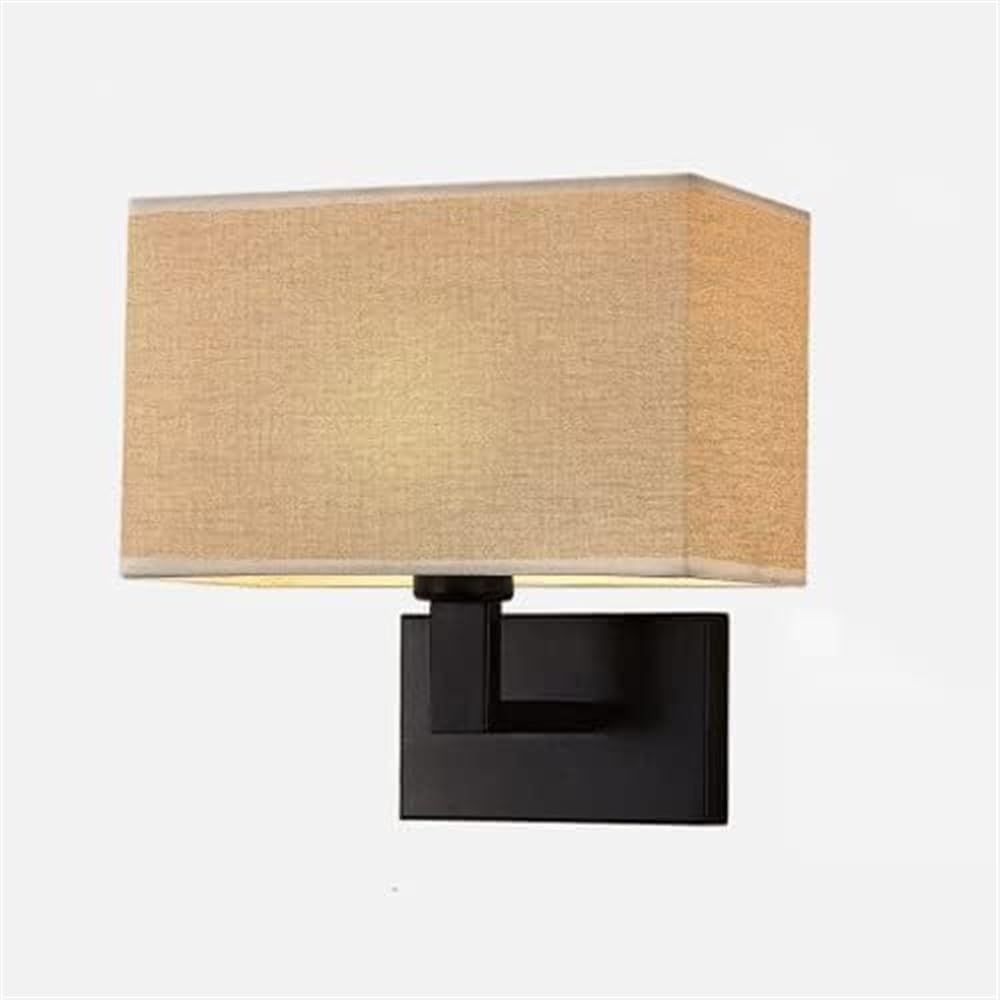 Wall Lamp Square Wall Lamps with Fabric Shade E27 Wall Sconce Indoor Night Light Fixture Electroplated Metal Bedside Wall Mounted Lamp for Bedroom Living Room Study Hotel Library(Brown,Animal Horse)
